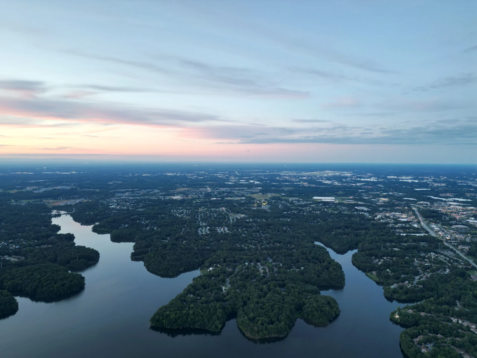 Aerial view over the High Point, North Carolina area