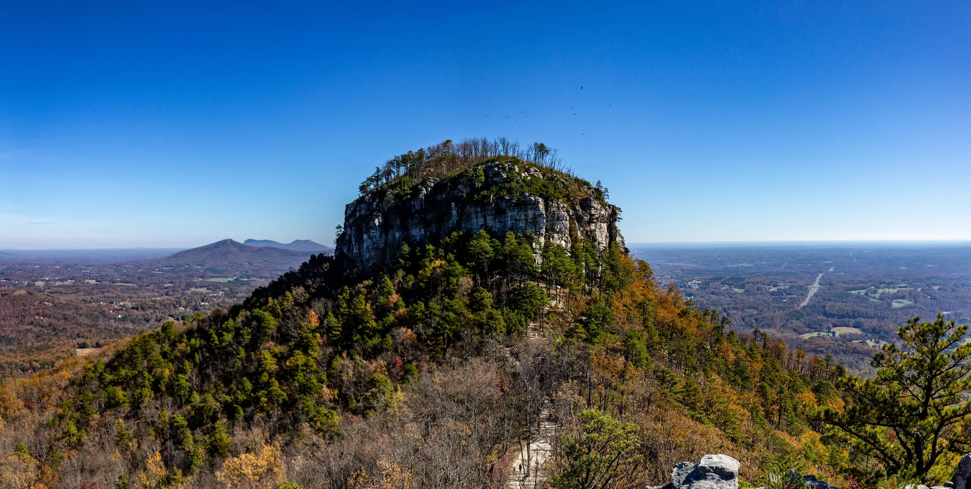 Pilot Mountain rising over the North Carolina Piedmont