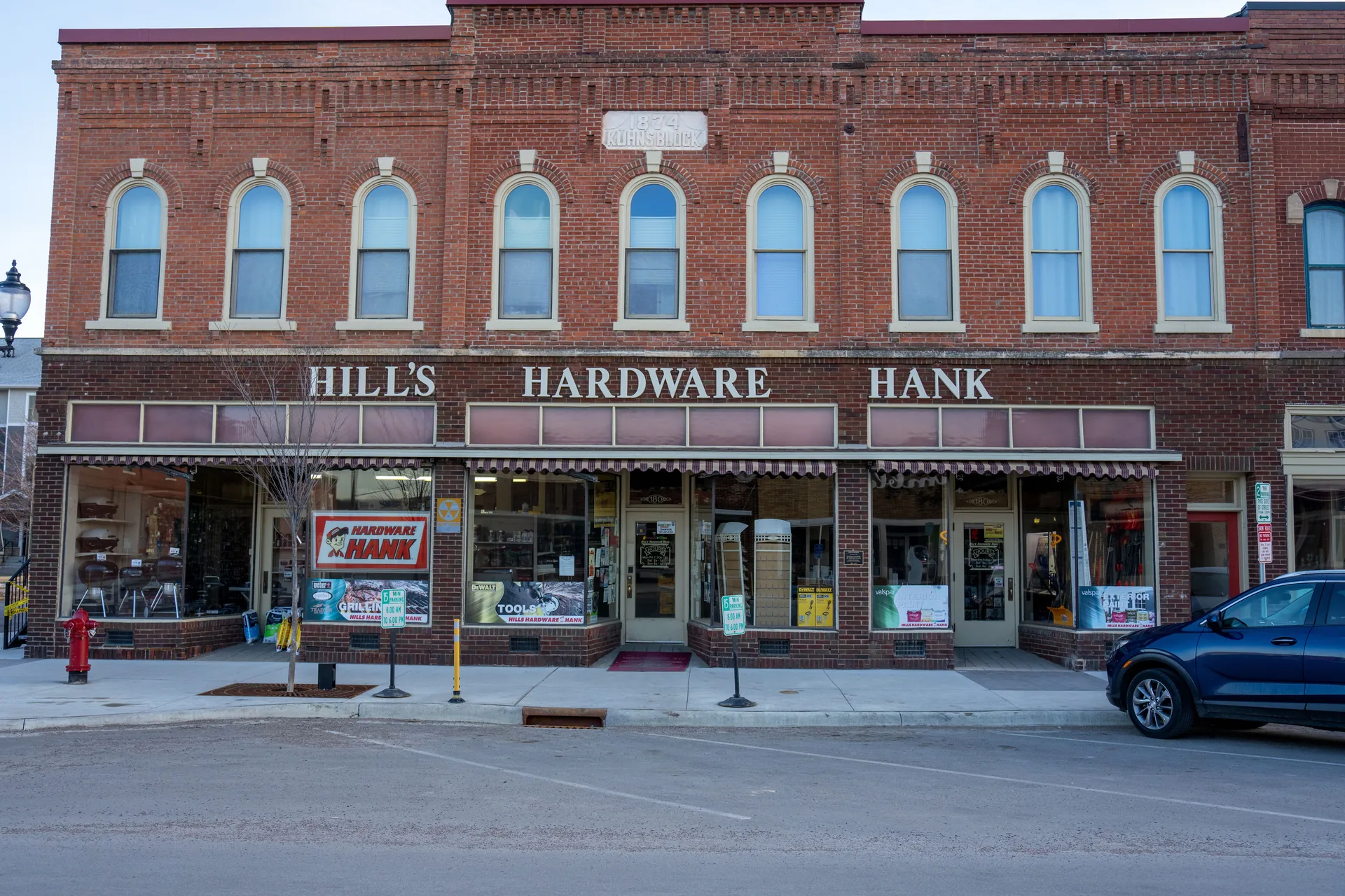 Local hardware store storefront on Main Street