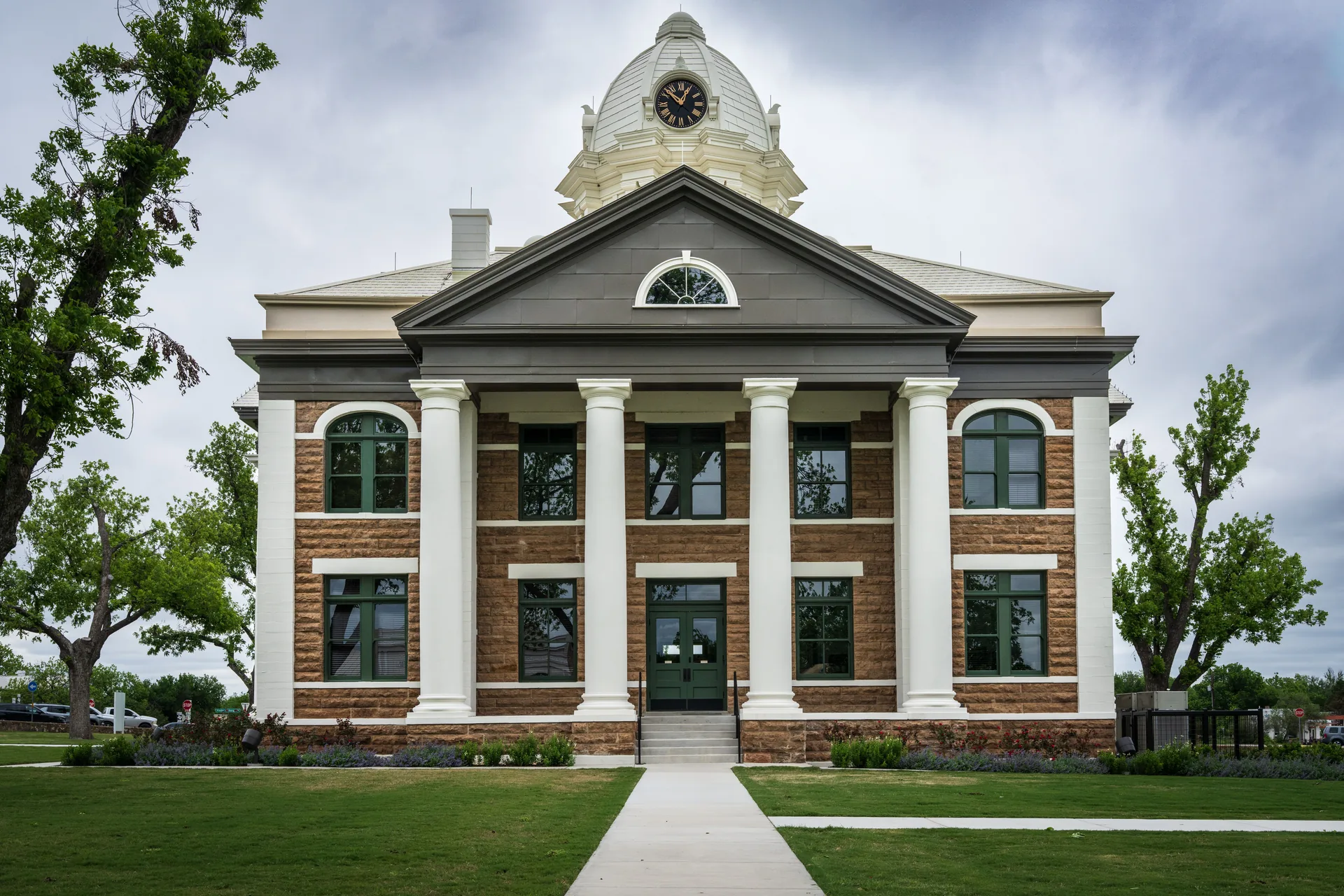 Historic county courthouse on a town square